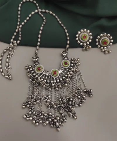 Glamaya Stylish Oxidised Fusion Jewelry Set For Women 2 GLAM-CN-OX-60-502399-89-2