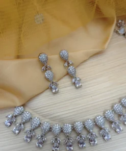 Glamaya Sparkling Diamond Choker Necklace & Earrings Set 2 GLAM-CN-CZ-140-768340-210-5