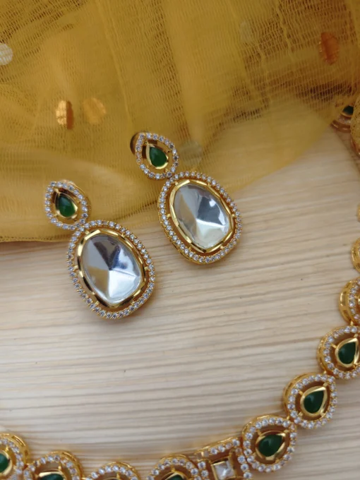 Glamaya Exquisite Uncut Polki Kundan Necklace Earrings Combo 2 GLAM-CN-CZ-114-738820-125-10