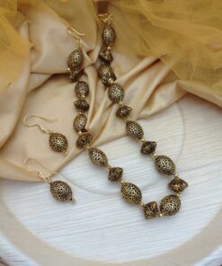 Glamaya Chic Gold Beads Balls Necklace Earrings Set 1 GLAM-CN-BE-232F5-953102-290-2