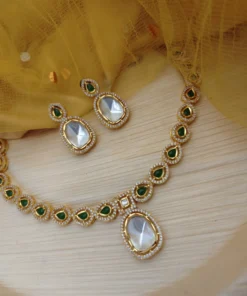 Glamaya Exquisite Uncut Polki Kundan Necklace Earrings Combo 1 GLAM-CN-CZ-114-738820-125-10