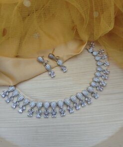 Glamaya Sparkling Diamond Choker Necklace & Earrings Set 3 GLAM-CN-CZ-140-768340-210-5
