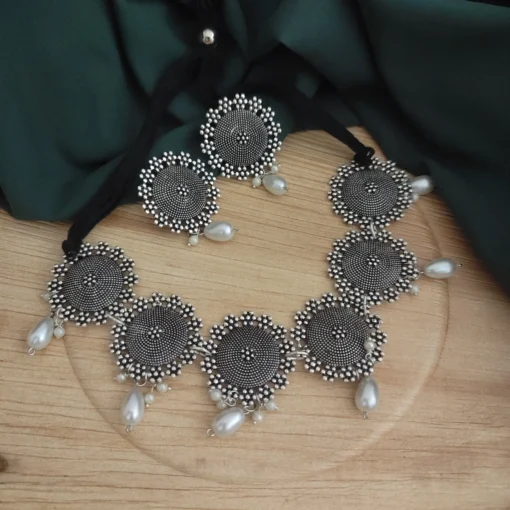 Glamaya Oxidised Beads Choker Necklace Earring Set 5 GLAM-CN-BE-21F7-895405-33-6 Glamaya Oxidised Beads Choker Necklace Earring Set 5 GLAM-CN-BE-21F7-895405-33-6