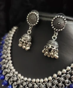 Glamaya Oxidised Beads German Silver Necklace Earring Set 5 GLAM-CN-BE-30-567755-49-5 Glamaya Oxidised Beads German Silver Necklace Earring Set 5 GLAM-CN-BE-30-567755-49-5