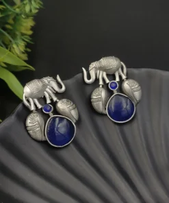 Glamaya Silver Replica Monalisa Stone Elephant Stud Earring 4 GLAM-ER-ST-60-018945-89-2