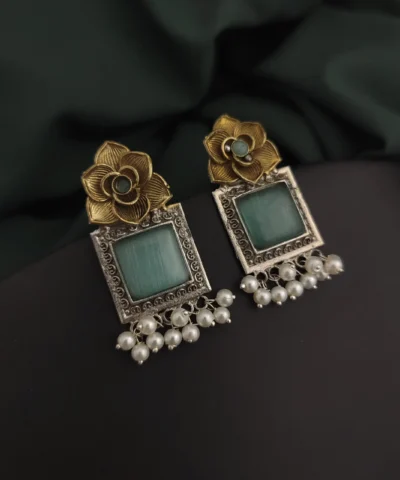 Glamaya Silver Replica Two Tone Rose Earring 2 GLAM-ER-TT-95-288996-150-2