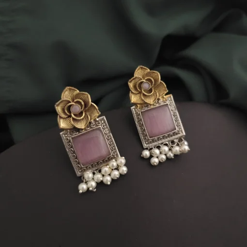 Glamaya Silver Replica Two Tone Rose Earring 3 GLAM-ER-TT-95-288996-150-2 Glamaya Silver Replica Two Tone Rose Earring 3 GLAM-ER-TT-95-288996-150-2