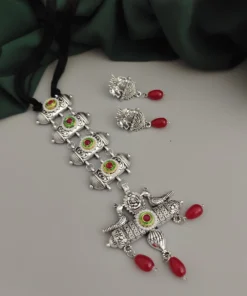 Glamaya Oxidised Glass Beads Tie Necklace Earring Set 12 GLAM-CN-BE-46F7-071443-70-3 Glamaya Oxidised Glass Beads Tie Necklace Earring Set 12 GLAM-CN-BE-46F7-071443-70-3