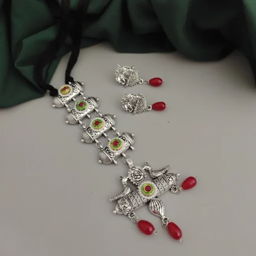 Glamaya Oxidised Glass Beads Tie Necklace Earring Set 12 GLAM-CN-BE-46F7-071443-70-3 Glamaya Oxidised Glass Beads Tie Necklace Earring Set 12 GLAM-CN-BE-46F7-071443-70-3