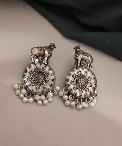 Glamaya Silver Replica Brass Temple Earrings 2 GLAM-ER-BR-15F7-060742-25-7