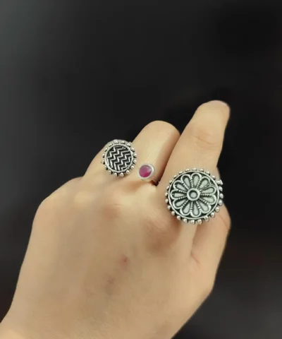 Glamaya Oxidised Adjustable Finger Ring 1 GLAM-RI-OX-16F7-511169-30-3