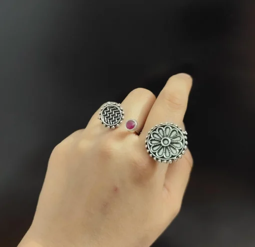Glamaya Oxidised Adjustable Finger Ring 1 GLAM-RI-OX-16F7-511169-30-3