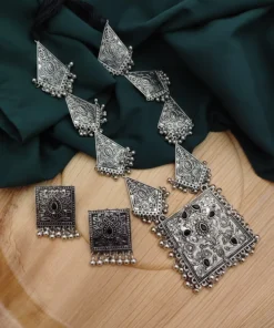 Glamaya Oxidised Necklace Earring Set 1 GLAM-CN-OX-30-909404-49-5