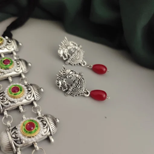 Glamaya Oxidised Glass Beads Tie Necklace Earring Set 13 GLAM-CN-BE-46F7-071443-70-3 Glamaya Oxidised Glass Beads Tie Necklace Earring Set 13 GLAM-CN-BE-46F7-071443-70-3