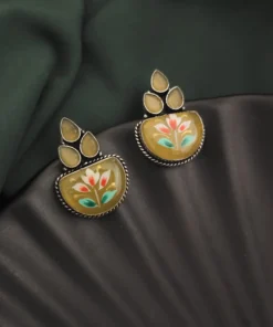 Glamaya Monalisa Stone Hand Painted Stud Earrings 1 GLAM-ER-ST-62F5-290963-89-2