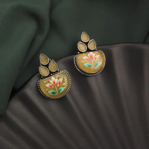 Glamaya Monalisa Stone Hand Painted Stud Earrings 1 GLAM-ER-ST-62F5-290963-89-2