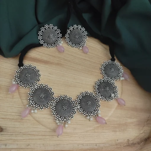 Glamaya Oxidised Beads Choker Necklace Earring Set 4 GLAM-CN-BE-21F7-895405-33-6 Glamaya Oxidised Beads Choker Necklace Earring Set 4 GLAM-CN-BE-21F7-895405-33-6