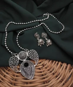 Glamaya Oxidised Chain Necklace Earring Set 2 GLAM-CN-OX-50-095512-82-2