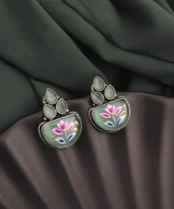 Glamaya Monalisa Stone Hand Painted Stud Earrings 8 GLAM-ER-ST-62F5-290963-89-2 Glamaya Monalisa Stone Hand Painted Stud Earrings 8 GLAM-ER-ST-62F5-290963-89-2