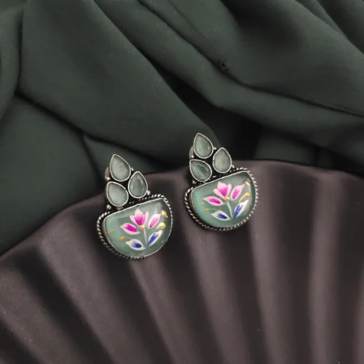 Glamaya Monalisa Stone Hand Painted Stud Earrings 8 GLAM-ER-ST-62F5-290963-89-2 Glamaya Monalisa Stone Hand Painted Stud Earrings 8 GLAM-ER-ST-62F5-290963-89-2