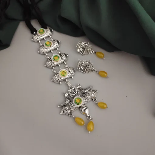 Glamaya Oxidised Glass Beads Tie Necklace Earring Set 5 GLAM-CN-BE-46F7-071443-70-3 Glamaya Oxidised Glass Beads Tie Necklace Earring Set 5 GLAM-CN-BE-46F7-071443-70-3