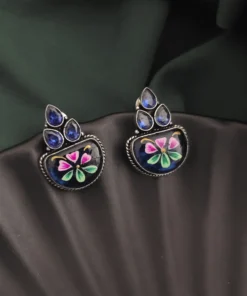 Glamaya Monalisa Stone Hand Painted Stud Earrings 6 GLAM-ER-ST-62F5-290963-89-2 Glamaya Monalisa Stone Hand Painted Stud Earrings 6 GLAM-ER-ST-62F5-290963-89-2