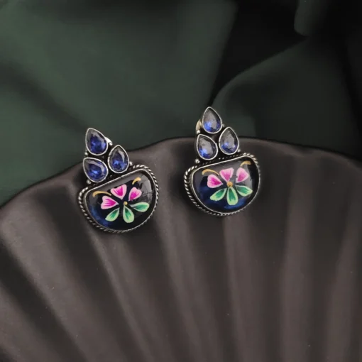 Glamaya Monalisa Stone Hand Painted Stud Earrings 6 GLAM-ER-ST-62F5-290963-89-2 Glamaya Monalisa Stone Hand Painted Stud Earrings 6 GLAM-ER-ST-62F5-290963-89-2