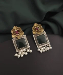 Glamaya Silver Replica Two Tone Rose Earring 1 GLAM-ER-TT-95-288996-150-2