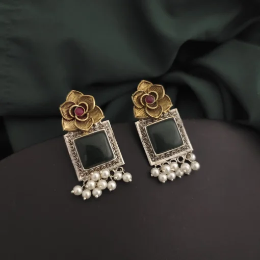 Glamaya Silver Replica Two Tone Rose Earring 1 GLAM-ER-TT-95-288996-150-2
