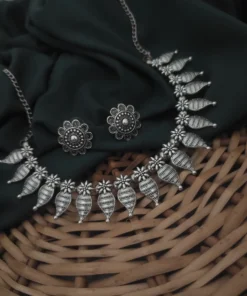 Glamaya Oxidised Traditional Handcrafted Choker Necklace Earrings Set 2 GLAM-CN-OX-50-732279-82-2