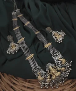 Glamaya 0xidised Two Tone Temple Necklace Earrings Set 2 GLAM-CN-TT-22-990855-35-5