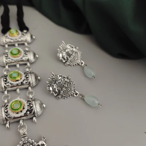 Glamaya Oxidised Glass Beads Tie Necklace Earring Set 7 GLAM-CN-BE-46F7-071443-70-3 Glamaya Oxidised Glass Beads Tie Necklace Earring Set 7 GLAM-CN-BE-46F7-071443-70-3