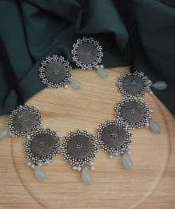 Glamaya Oxidised Beads Choker Necklace Earring Set 2 GLAM-CN-BE-21F7-895405-33-6