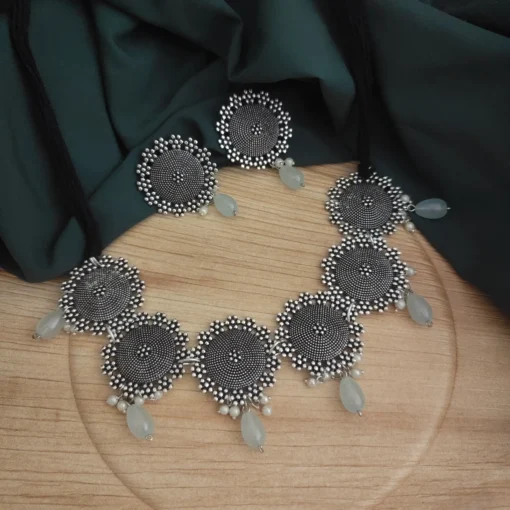 Glamaya Oxidised Beads Choker Necklace Earring Set 2 GLAM-CN-BE-21F7-895405-33-6 Glamaya Oxidised Beads Choker Necklace Earring Set 2 GLAM-CN-BE-21F7-895405-33-6