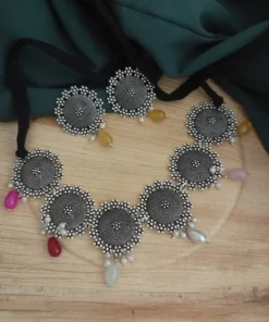 Glamaya Oxidised Beads Choker Necklace Earring Set 7 GLAM-CN-BE-21F7-895405-33-6 Glamaya Oxidised Beads Choker Necklace Earring Set 7 GLAM-CN-BE-21F7-895405-33-6