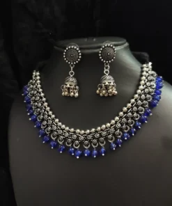 Glamaya Oxidised Beads German Silver Necklace Earring Set 7 GLAM-CN-BE-30-567755-49-5 Glamaya Oxidised Beads German Silver Necklace Earring Set 7 GLAM-CN-BE-30-567755-49-5