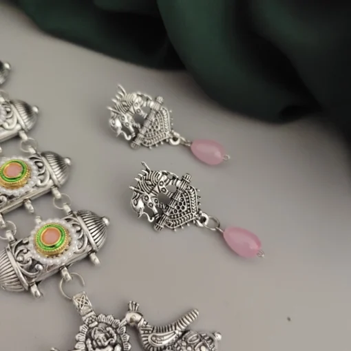 Glamaya Oxidised Glass Beads Tie Necklace Earring Set 9 GLAM-CN-BE-46F7-071443-70-3 Glamaya Oxidised Glass Beads Tie Necklace Earring Set 9 GLAM-CN-BE-46F7-071443-70-3