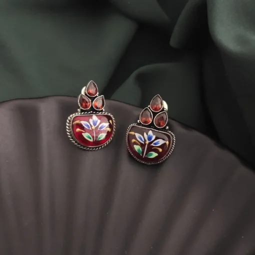 Glamaya Monalisa Stone Hand Painted Stud Earrings 5 GLAM-ER-ST-62F5-290963-89-2 Glamaya Monalisa Stone Hand Painted Stud Earrings 5 GLAM-ER-ST-62F5-290963-89-2
