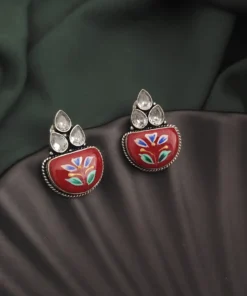 Glamaya Monalisa Stone Hand Painted Stud Earrings 2 GLAM-ER-ST-62F5-290963-89-2