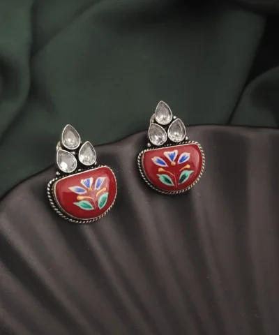 Glamaya Monalisa Stone Hand Painted Stud Earrings 2 GLAM-ER-ST-62F5-290963-89-2