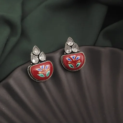 Glamaya Monalisa Stone Hand Painted Stud Earrings 2 GLAM-ER-ST-62F5-290963-89-2 Glamaya Monalisa Stone Hand Painted Stud Earrings 2 GLAM-ER-ST-62F5-290963-89-2