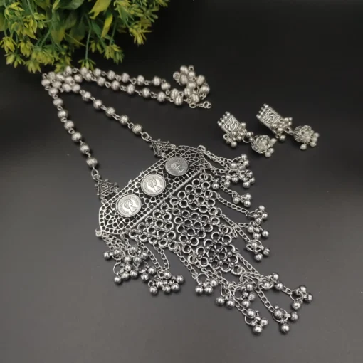 Glamaya Oxidised Long Chain Necklace Earring Set 2 GLAM-CN-OX-22-369429-35-5 Glamaya Oxidised Long Chain Necklace Earring Set 2 GLAM-CN-OX-22-369429-35-5