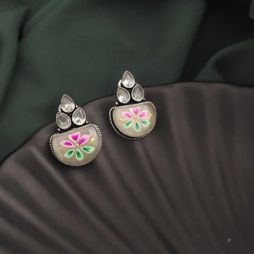 Glamaya Monalisa Stone Hand Painted Stud Earrings 11 GLAM-ER-ST-62F5-290963-89-2 Glamaya Monalisa Stone Hand Painted Stud Earrings 11 GLAM-ER-ST-62F5-290963-89-2