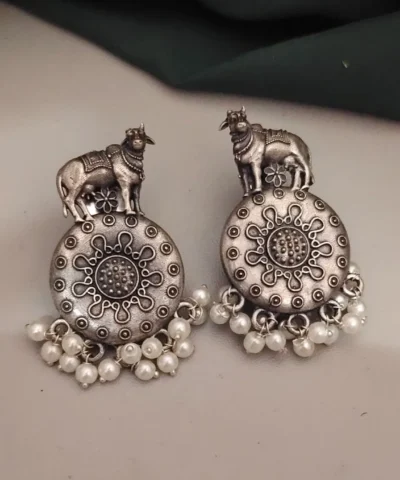 Glamaya Silver Replica Brass Temple Earrings 1 GLAM-ER-BR-15F7-060742-25-7