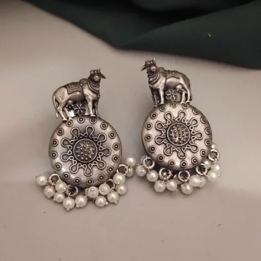 Glamaya Silver Replica Brass Temple Earrings 1 GLAM-ER-BR-15F7-060742-25-7