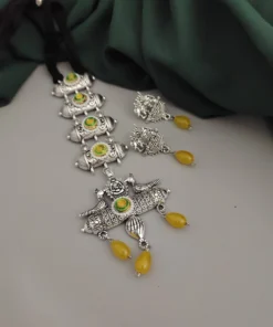 Glamaya Oxidised Glass Beads Tie Necklace Earring Set 3 GLAM-CN-BE-46F7-071443-70-3