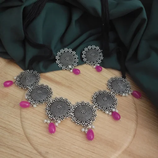 Glamaya Oxidised Beads Choker Necklace Earring Set 8 GLAM-CN-BE-21F7-895405-33-6 Glamaya Oxidised Beads Choker Necklace Earring Set 8 GLAM-CN-BE-21F7-895405-33-6