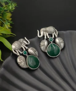 Glamaya Silver Replica Monalisa Stone Elephant Stud Earring 3 GLAM-ER-ST-60-018945-89-2