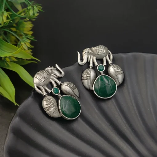 Glamaya Silver Replica Monalisa Stone Elephant Stud Earring 3 GLAM-ER-ST-60-018945-89-2 Glamaya Silver Replica Monalisa Stone Elephant Stud Earring 3 GLAM-ER-ST-60-018945-89-2