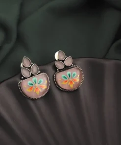 Glamaya Monalisa Stone Hand Painted Stud Earrings 3 GLAM-ER-ST-62F5-290963-89-2